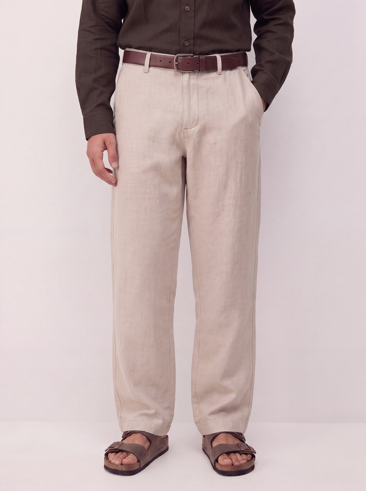 Linen Blend Relaxed Pants beige