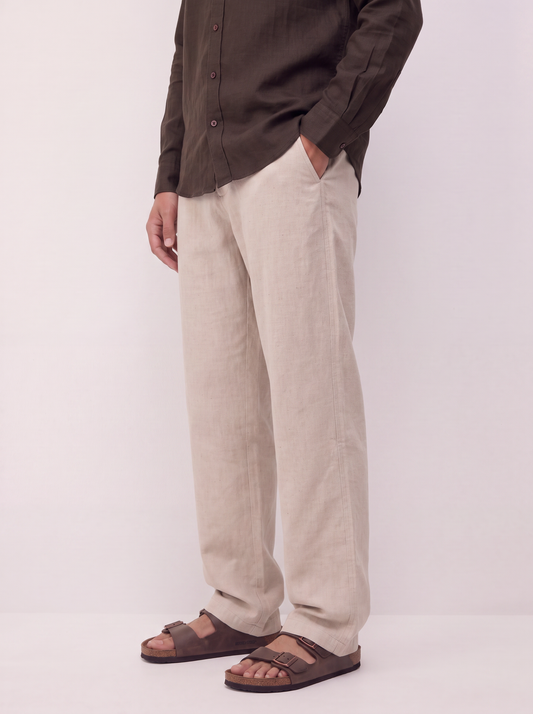 Linen Blend Relaxed Pants beige