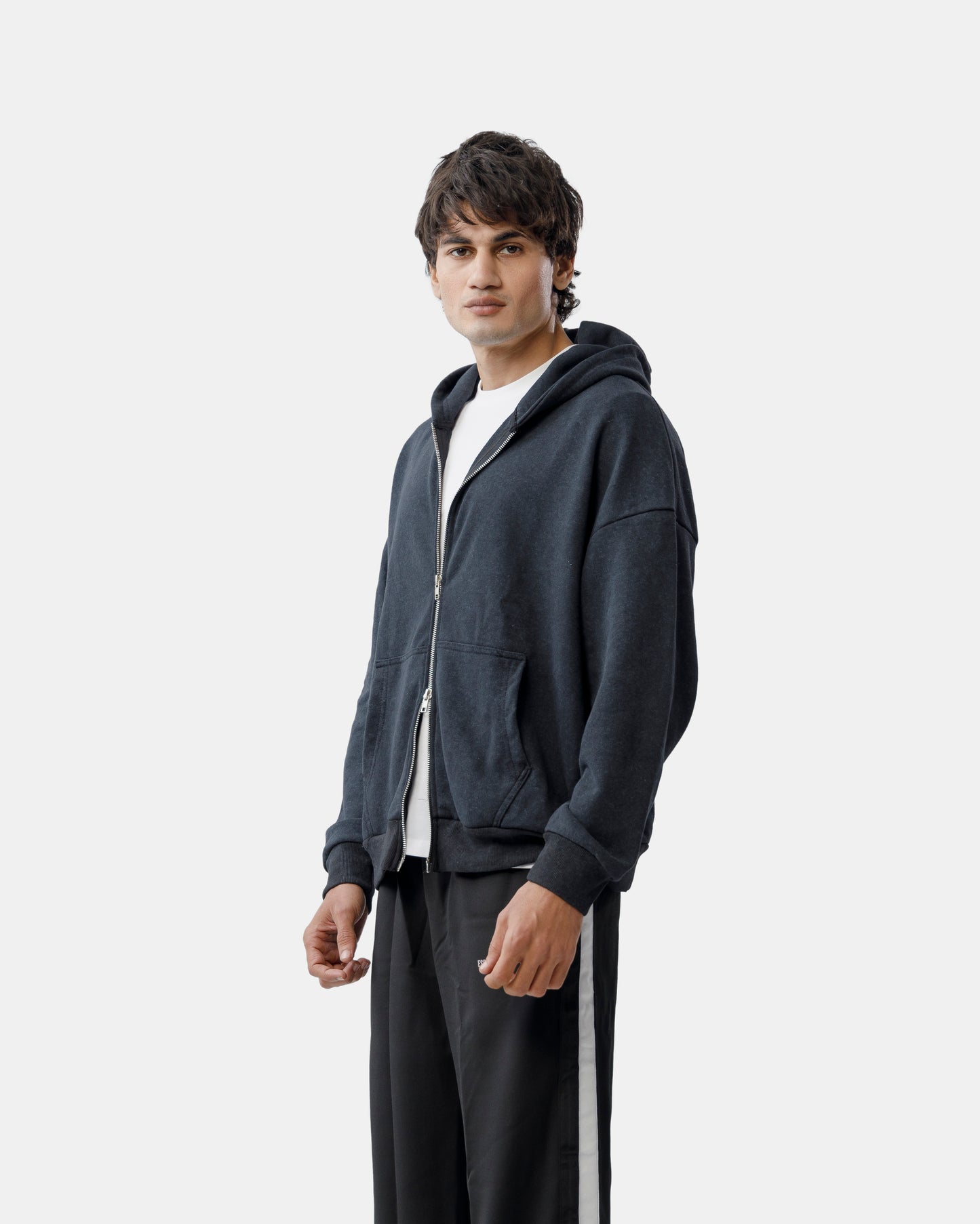 Washed Zipper Hoodie