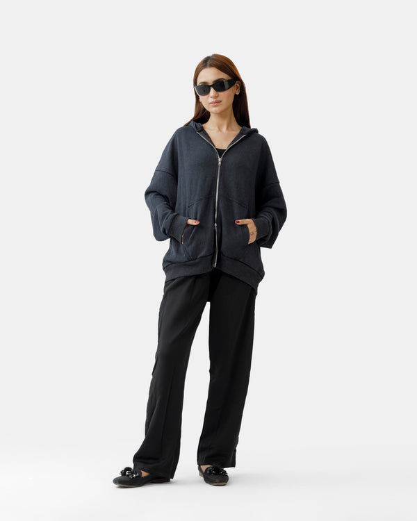 Washed Zipper Hoodie