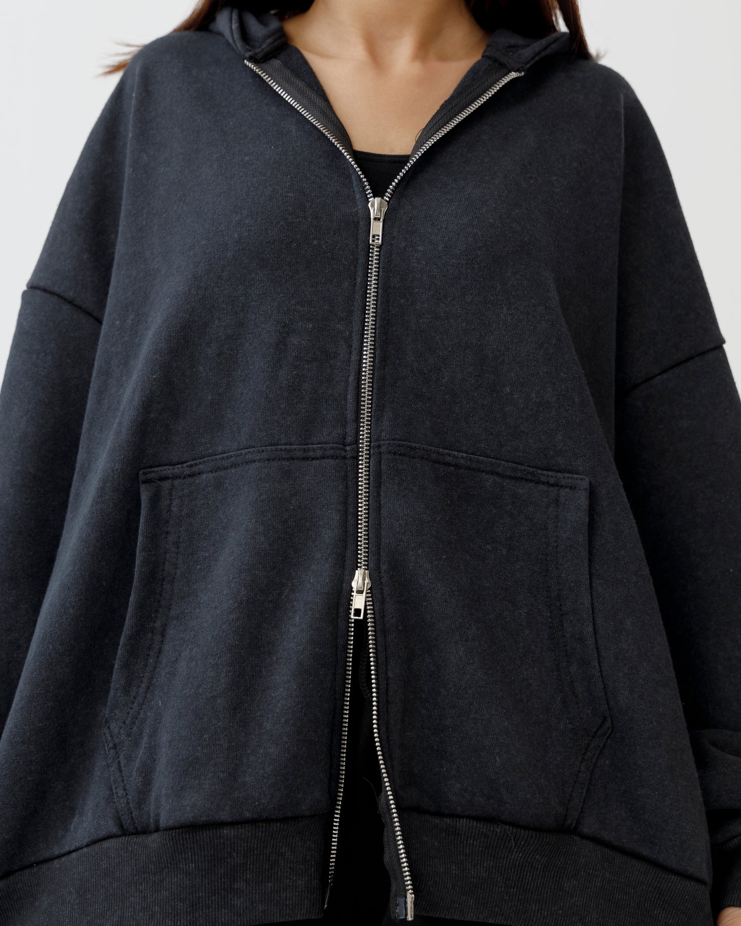 Washed Zipper Hoodie