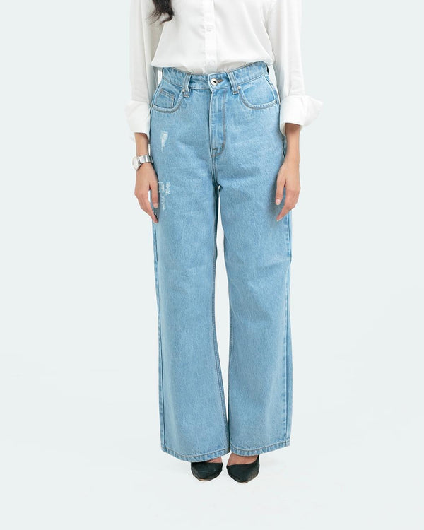 Wide-Leg Mid-Rise Loose Jeans